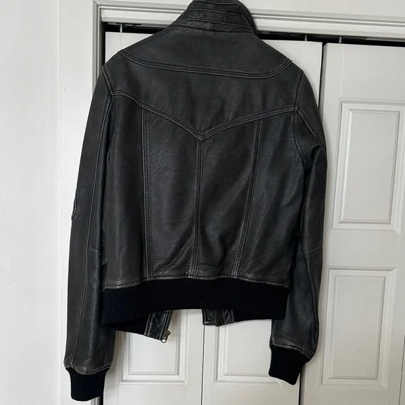 Distressed Aviator Leather Jacket - Picture 6 of 7